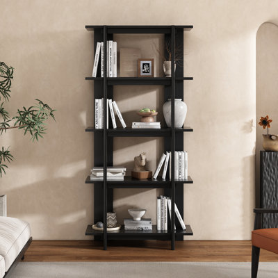 Toran 4-Tier Acacia Wood Modern Open Bookcase
