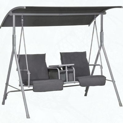 Outdoor Porch Swing with Canopy and Storage