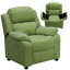 Deluxe Padded Contemporary Kids Recliner with Storage Arms-575610411
