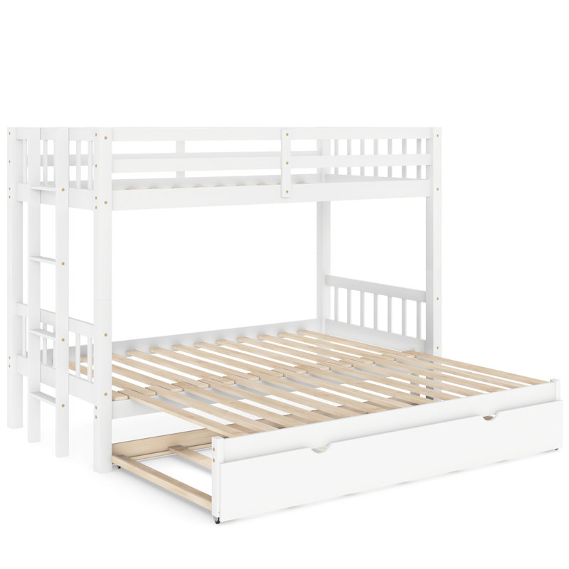 Lit simple superposé au dessus d'un lit gigogne, Blanc