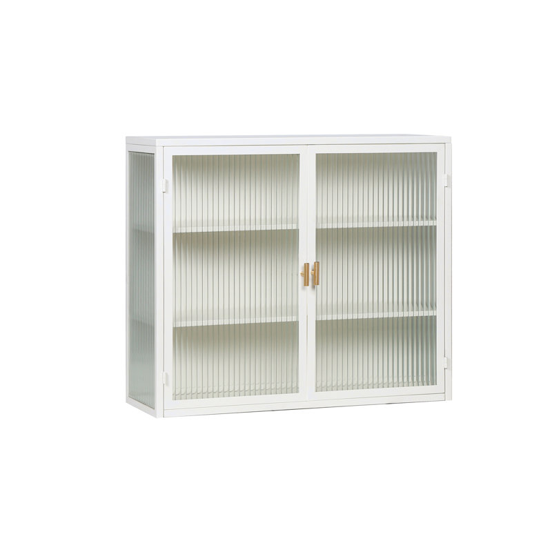 Armoire murale moderne 27,56 po à deux portes en verre avec rangement à trois niveaux pour le hall d'entrée, salle de bain, noir