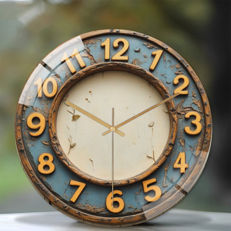 Horloge murale rustique en verre 12 po