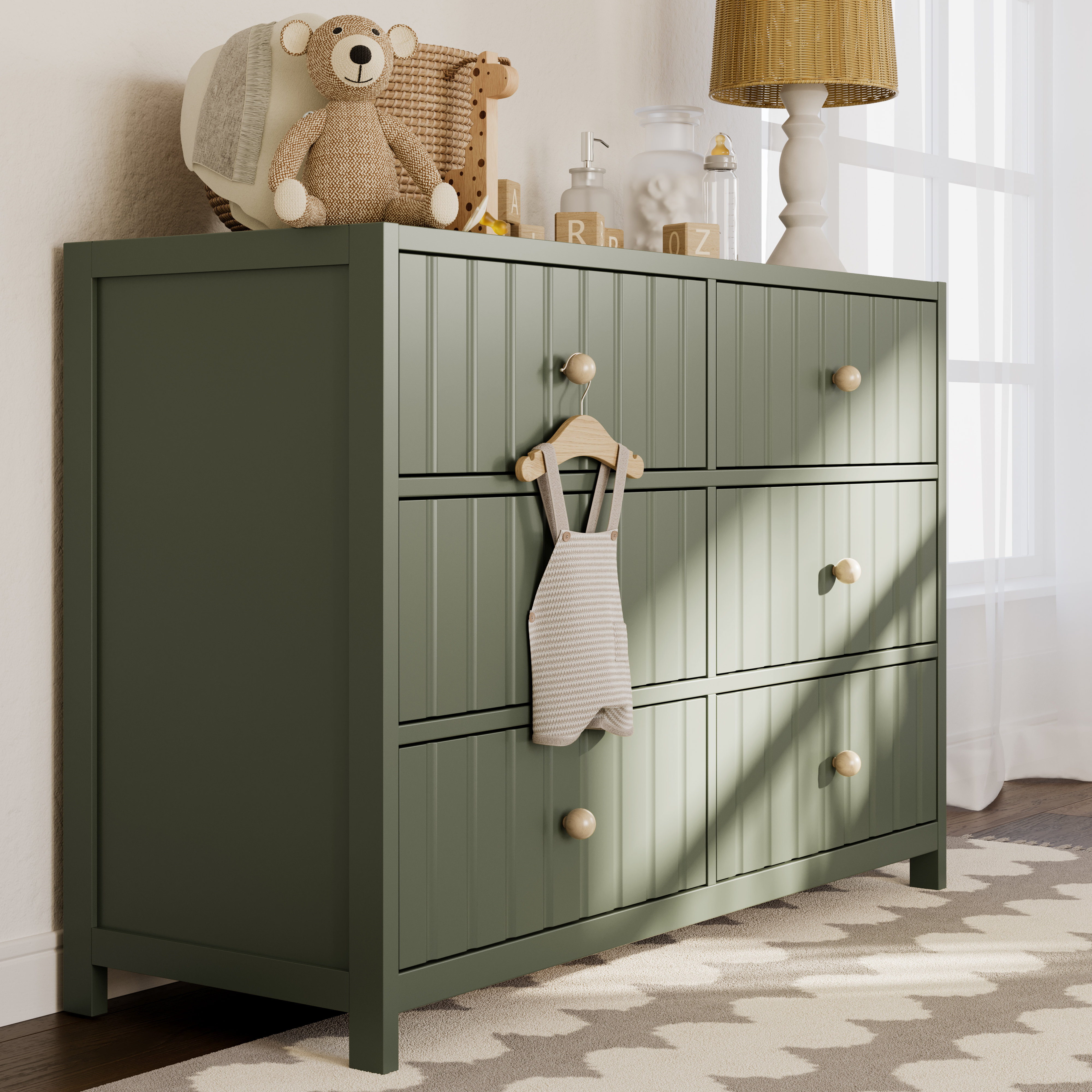 white christmas dresses Teddi® 6 Drawer Dresser with Customizable Knobs main image 0