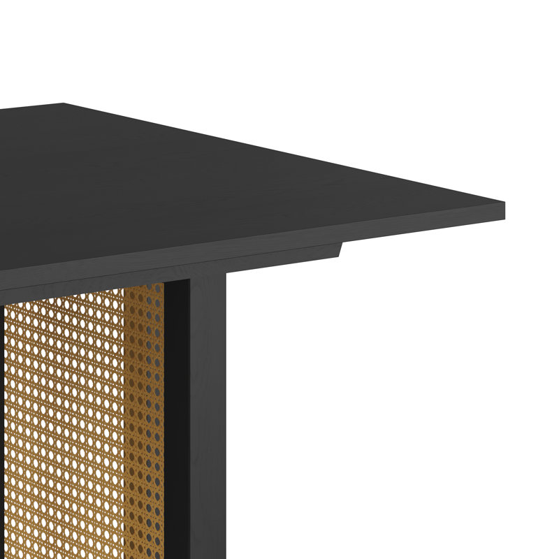 72" Cane Dining Table, Black