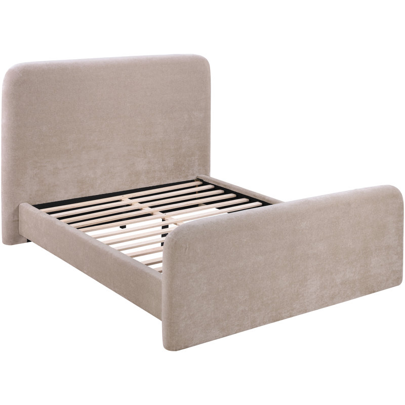 Fira Daliah Chenille Fabric Upholstered Bed, Taupe Chenille Fabric, King