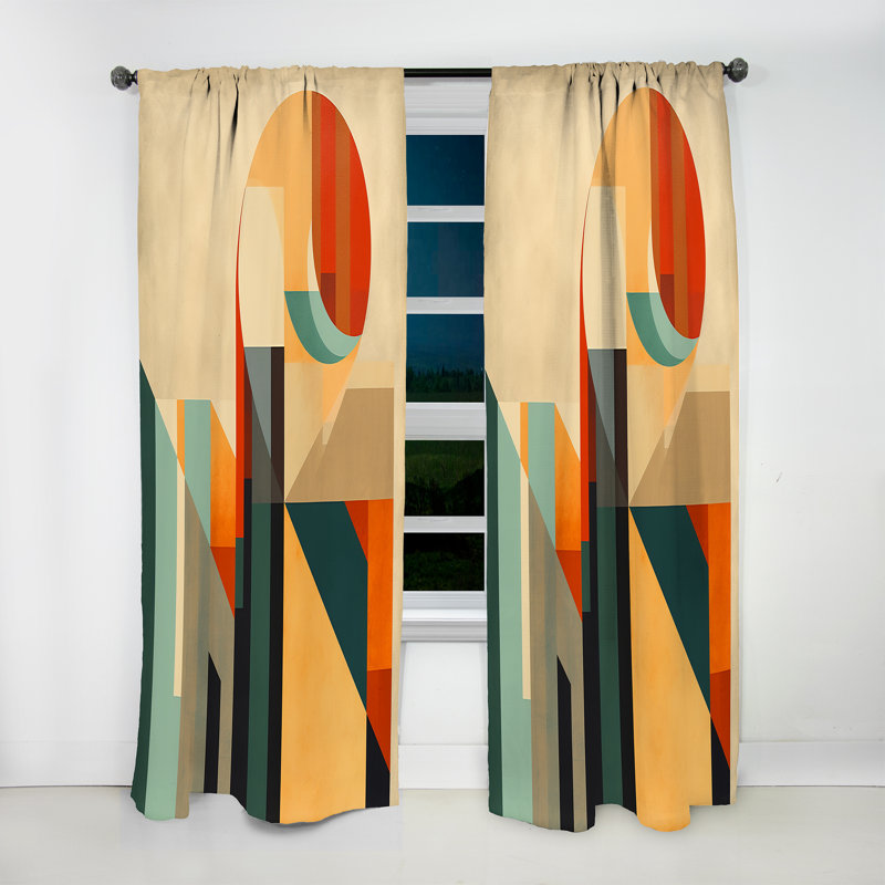Full Moon Symphony Midcentury Abstract I - Rideau occultant abstrait - 1 panneau, L 52 po x L 108 po