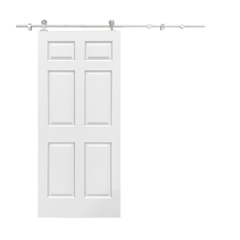 Porte de grange en bois lambrissé avec trousse de quincaillerie d'installation, Blanc, 36 po x 80 po