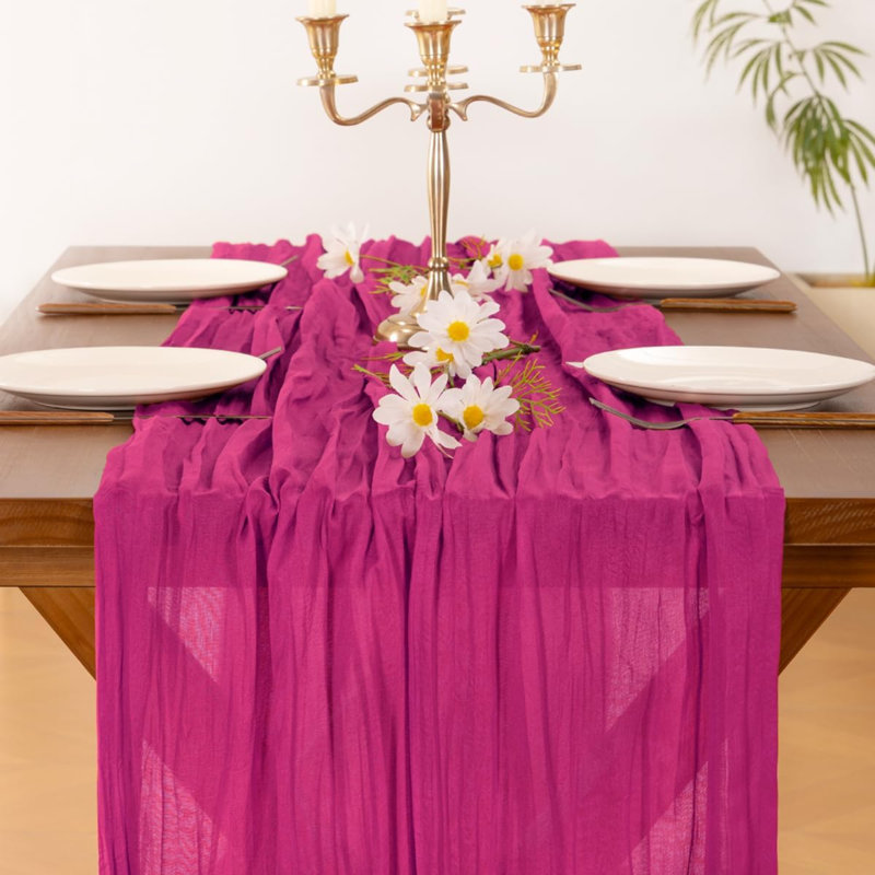 Chemin de table en étamine Cheesecloth Summer Boho Rose chaud 2 pièces de gaze rustique 10pi en tissu de fromage diaphane de style campagnard pour douche de bébé décorations de fêtes nuptiales