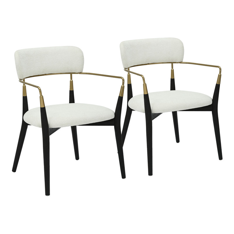 Chaise rembourrée Eatons, Crème, crème, Noir et or