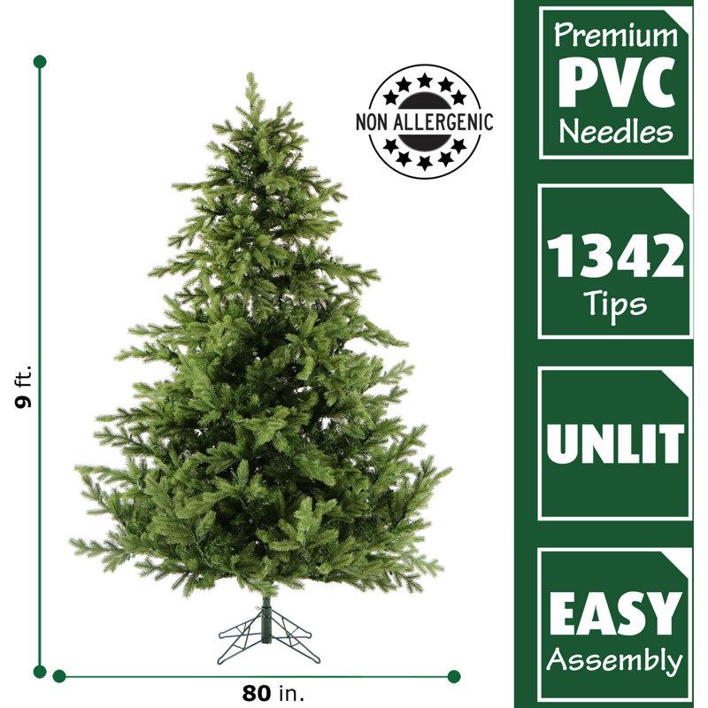 Arbre de Noël artificiel pin en bois 9 pi avec base Fraser Hill Farm