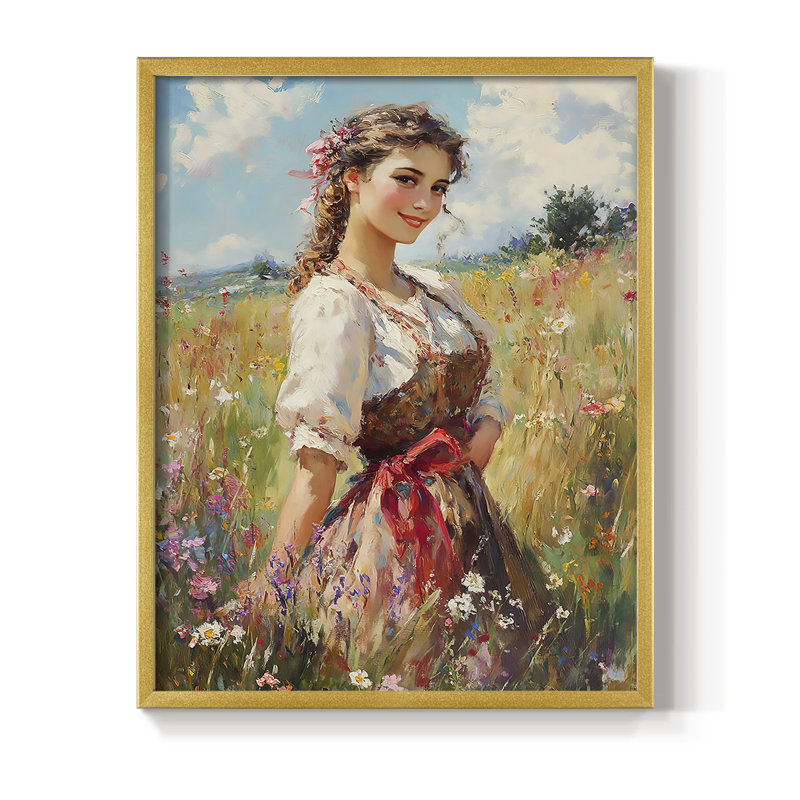 Reproduction encadrée WOMEN Series CCXCV - bois massif, H 11 po x l 9 po, Doré