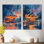 Carrousel de contes de fées orange et bleu I - ensemble de 2 décorations murales en métal