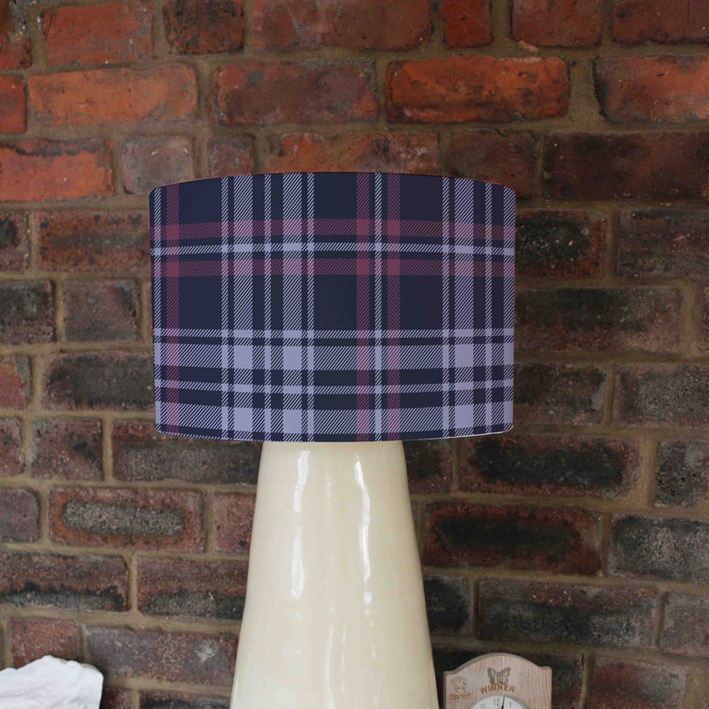 Tartan Plaid Pattern 25cm H Cotton Drum Lamp Shade ( Uno )