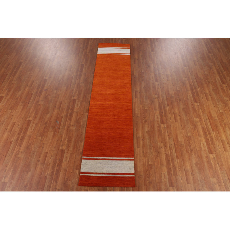 Orange Gabbeh Oriental Runner Rug 3x11