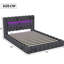 Linen Upholstered Ottoman Bed With Charging Station (USB/Type-C) & Smart LED Storage Headboard, Bubble Cloud Bed Frame in Grey/Beige (EU Double/King 140/160X200cm)-601598932-590994864