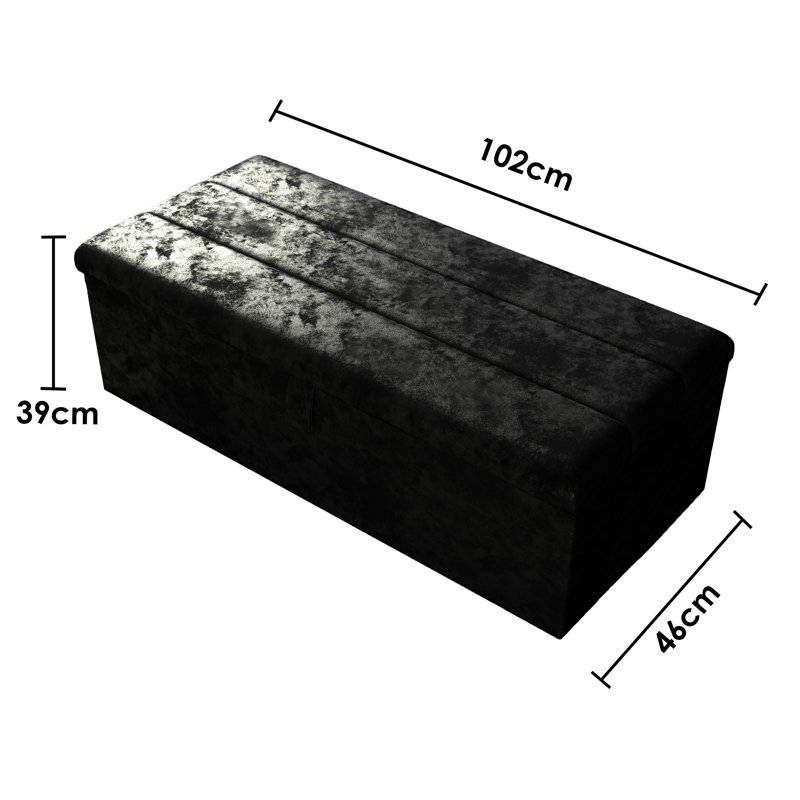 Airiona 102cm Wide Rectangle Striped Standard Ottoman with Storage, Black