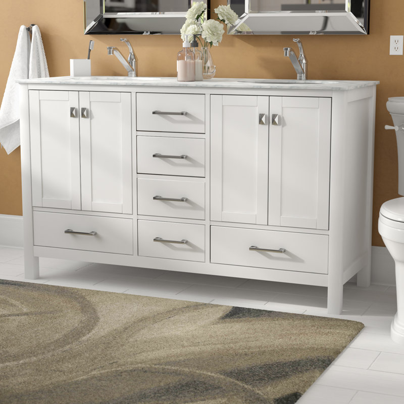 Ensemble de meuble-lavabo double 60 po Bowlin, Blanc pur