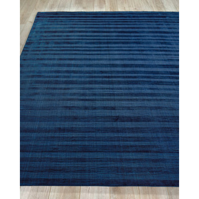 The Blues handloomed Bamboo Silk Navy Area Rug