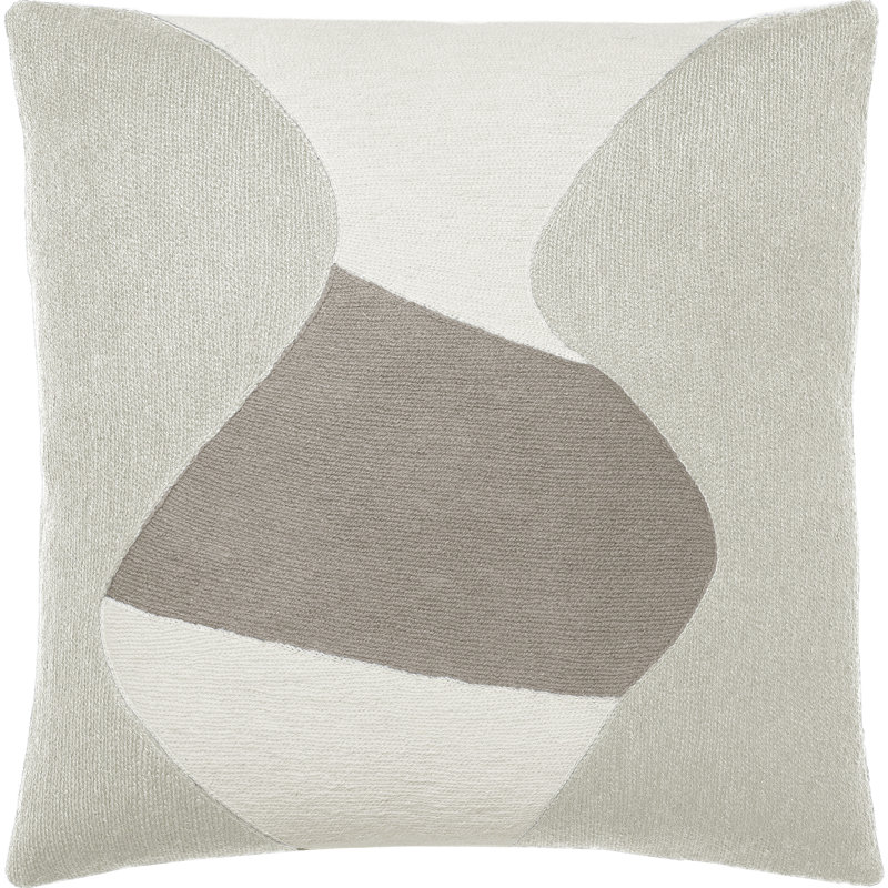 Totem Hand-Embroidered Chain Stitch Pillow, Oyster/Cream/Smoke