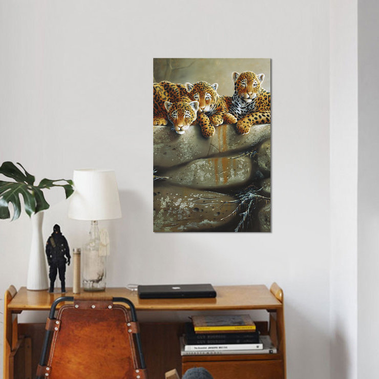«Three Little Tigers» par Jan Weenink, reproduction d'art graphique sur toile, H 40 po x l 26 po x P 1,5 po, Toile tendue