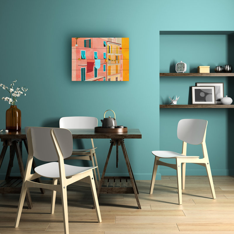 Ana Rut Bre : Décoration murale en lattes de bois « Maisons de Little Italy », H 12 po x l 16 po