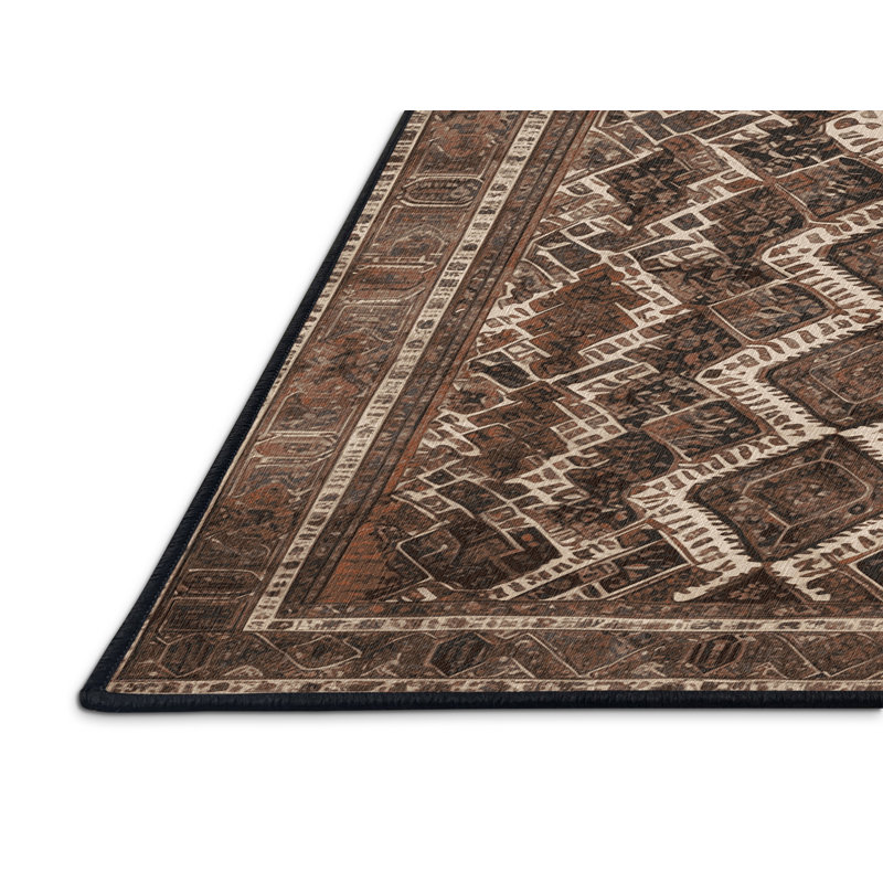 Machine Washable Persian Brown Area Rug, Square 8'