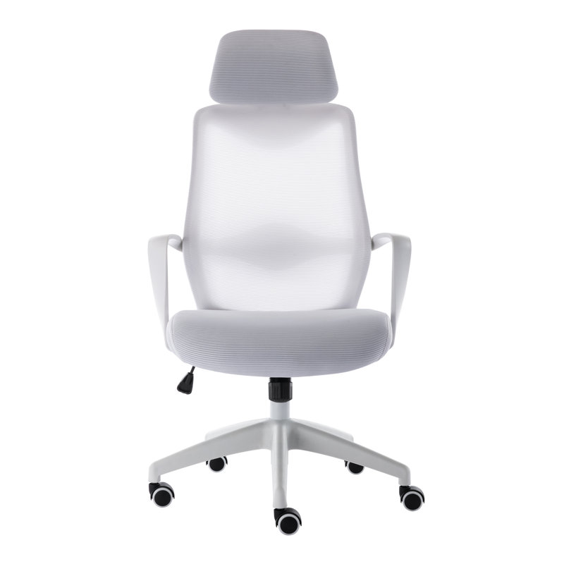 Mesh Office Chair with Headrest, White