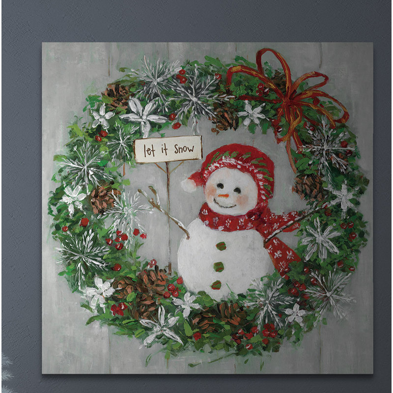 « mme bonhomme de neige », peinture, H 16 po x l 16 po x P 1,5 po, Toile tendue