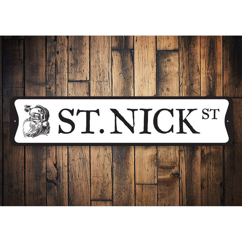 Plaque en aluminium St. Nick Street, H 6 po x l 24 po x P 0,06 po