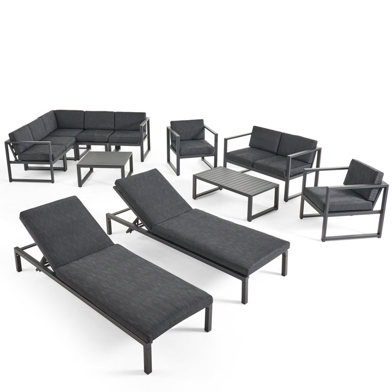 Ensemble de canapé modulaire en aluminium Comores avec méridienne en filet