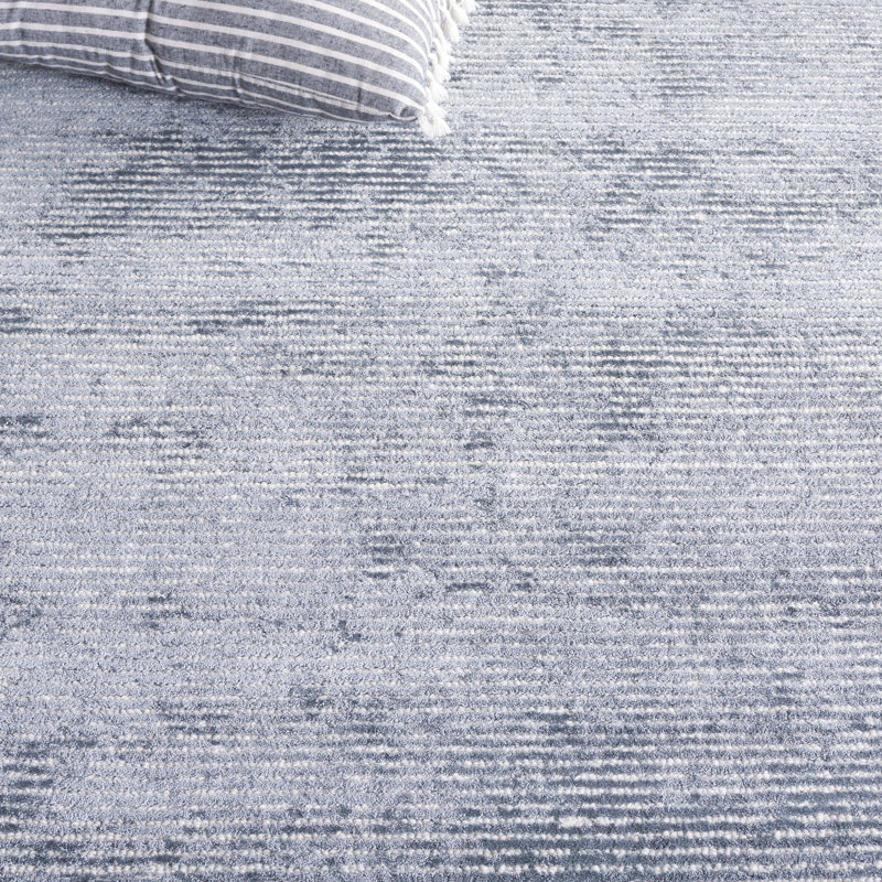 Tapis gris / bleu clair en viscose / laine / coton touffeté à la main Wibbo, Rectangle 6 pi x 9 pi