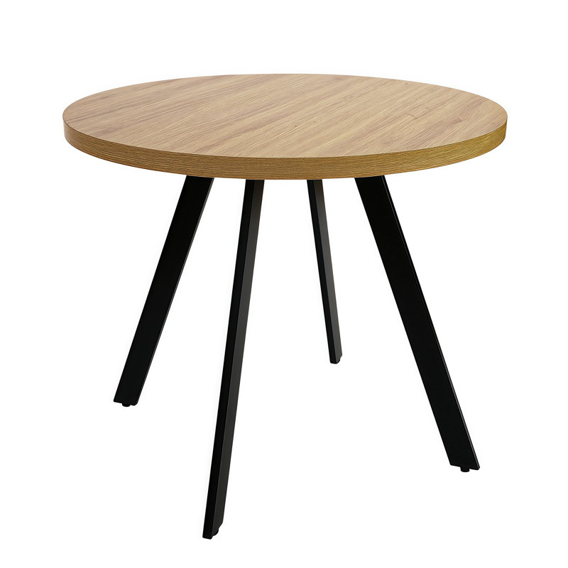 Table basse 35,5 "pour 2 à 4 personnes avec pieds en métal noir pour la maison, la conférence, le bureau et le restaurant, chêne