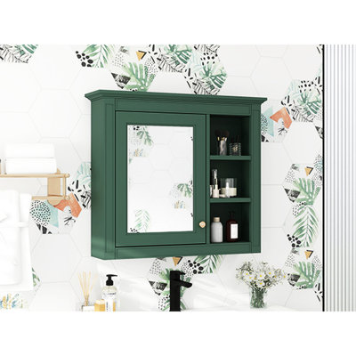 Armoire de salle de bain 30 po x 28 po avec miroir. Fixé au mur. + verre, solution de rangement fonctionnelle, miroir d'aspect moderne. 28 po, 5 tablettes et plus