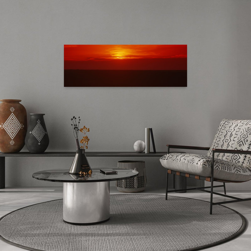 Coucher de soleil sur un champ de céréales, Carson County, Texas Panhandle, Texas, États-Unis, H 12 po x l 36 po