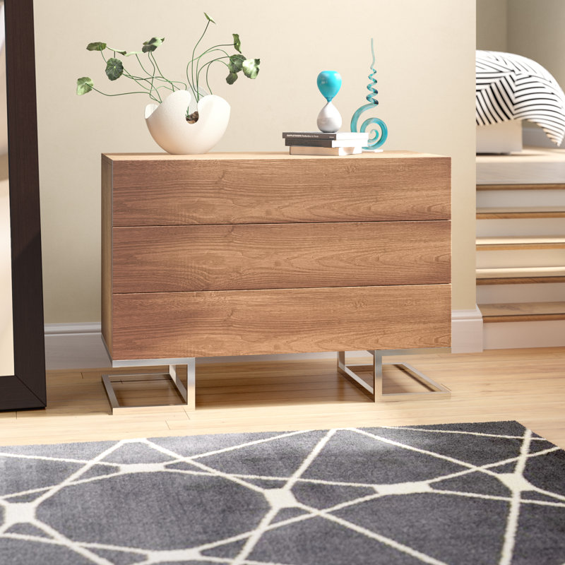 Buffet pour commode / buffet à 3 tiroirs Pangea Home Modern, Noyer