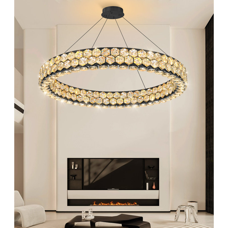 Lustre en cristal Modern, 5520 lumens, H 118 po x l 31,5 po x P 31,5 po, 69 W