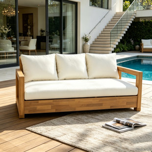 Canapé de patio 3 places en bois d'acacia