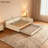 Upholstered Platform Bed with USB and Twin Size Trundle-36819110