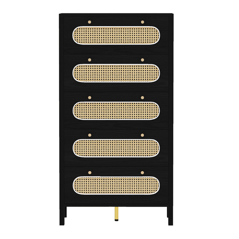  Accent Cabinet With 5 Drawers, Black