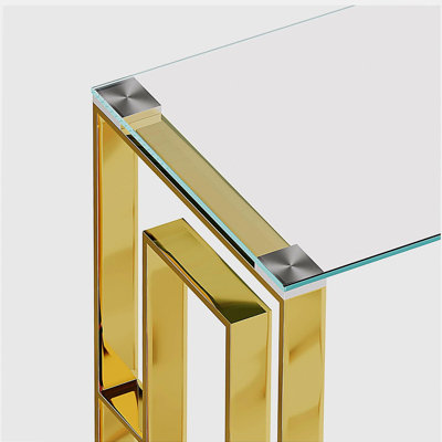 Table d'appoint de salle à manger en acier inoxydable transparent BS-02