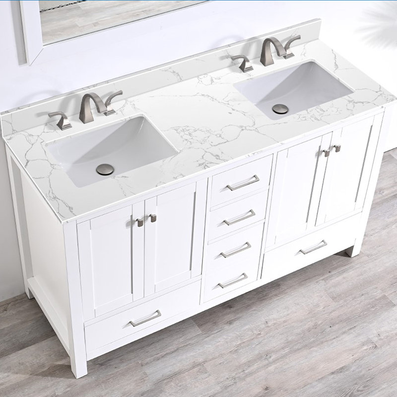 Plateau de meuble-lavabo double 61 po avec lavabo 61 po