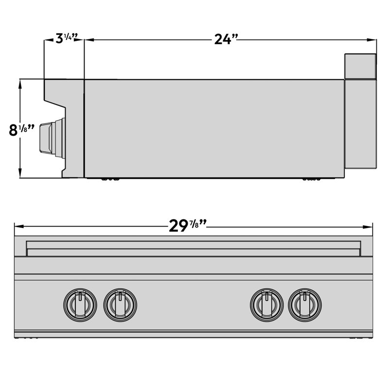 Induction Hardware 20" 22" 24" 30" 36" 40" 48" 60" Gold and Stainless Steel Smart Induction 4 Burner Cooktop with Dual Size Power Burner and with Downdraft Ventilation