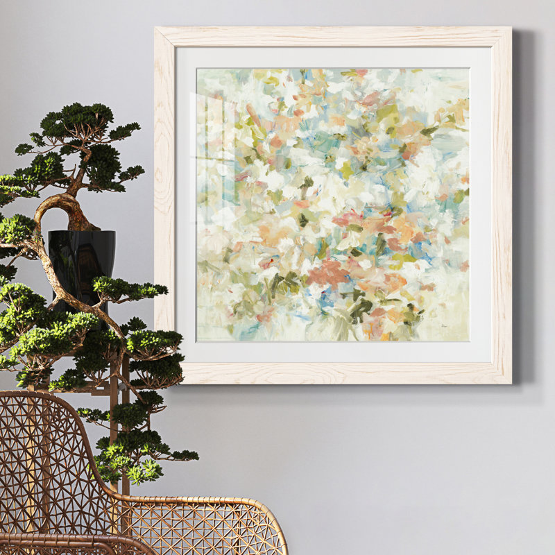 «Aprill FLORAL BLUSH Floral Blush», reproduction de cadre photo, Cadre blanc, H 31,5 po x l 31,5 po x P 1,5 po