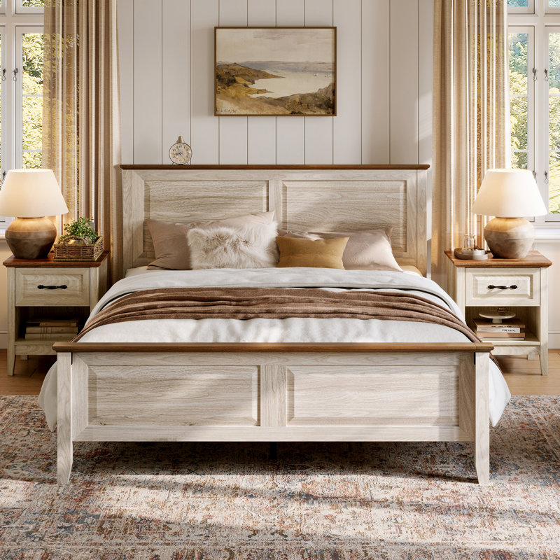 Vira Platform Bed With Headboard,Bed Frame