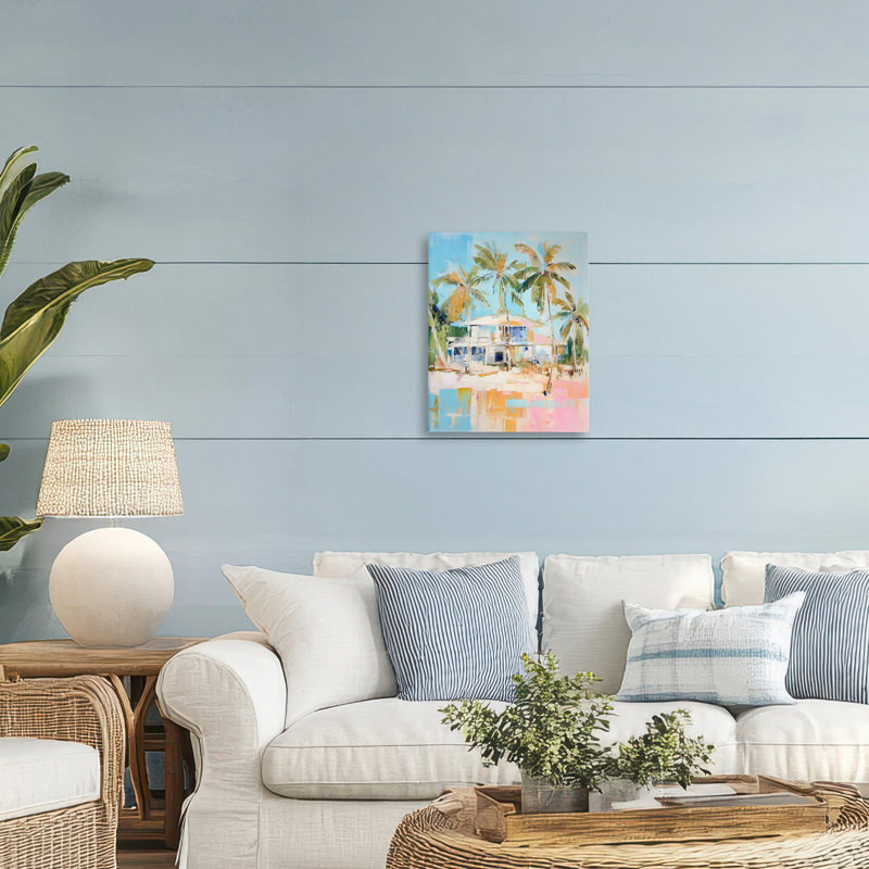 Toile abstraite de style tropical, design par LSR Design Studio, H 20 po x l 16 po