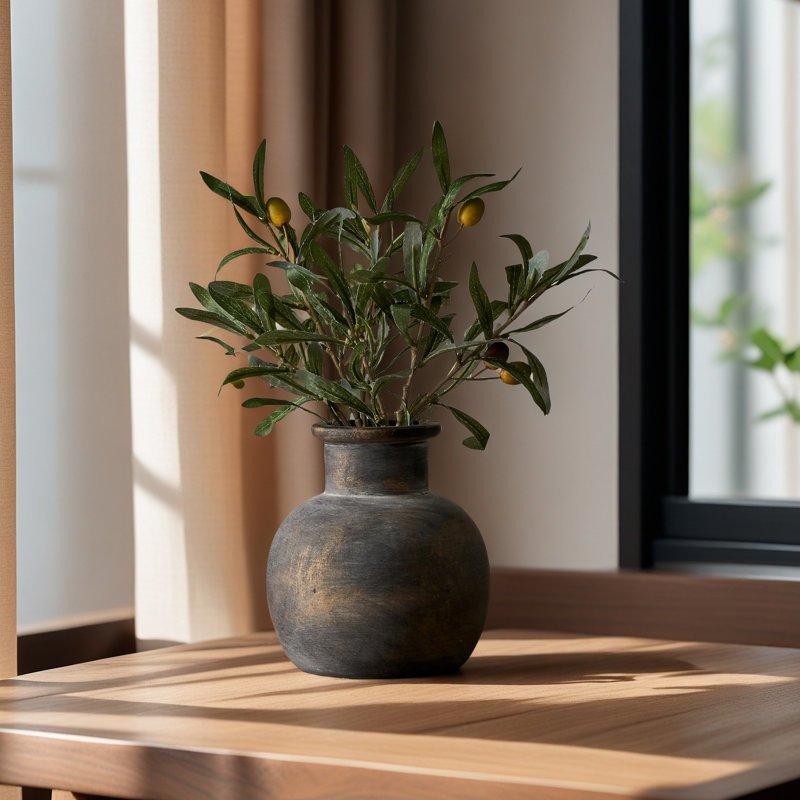 Vase boho en céramique rustique 6 pouces, Gris