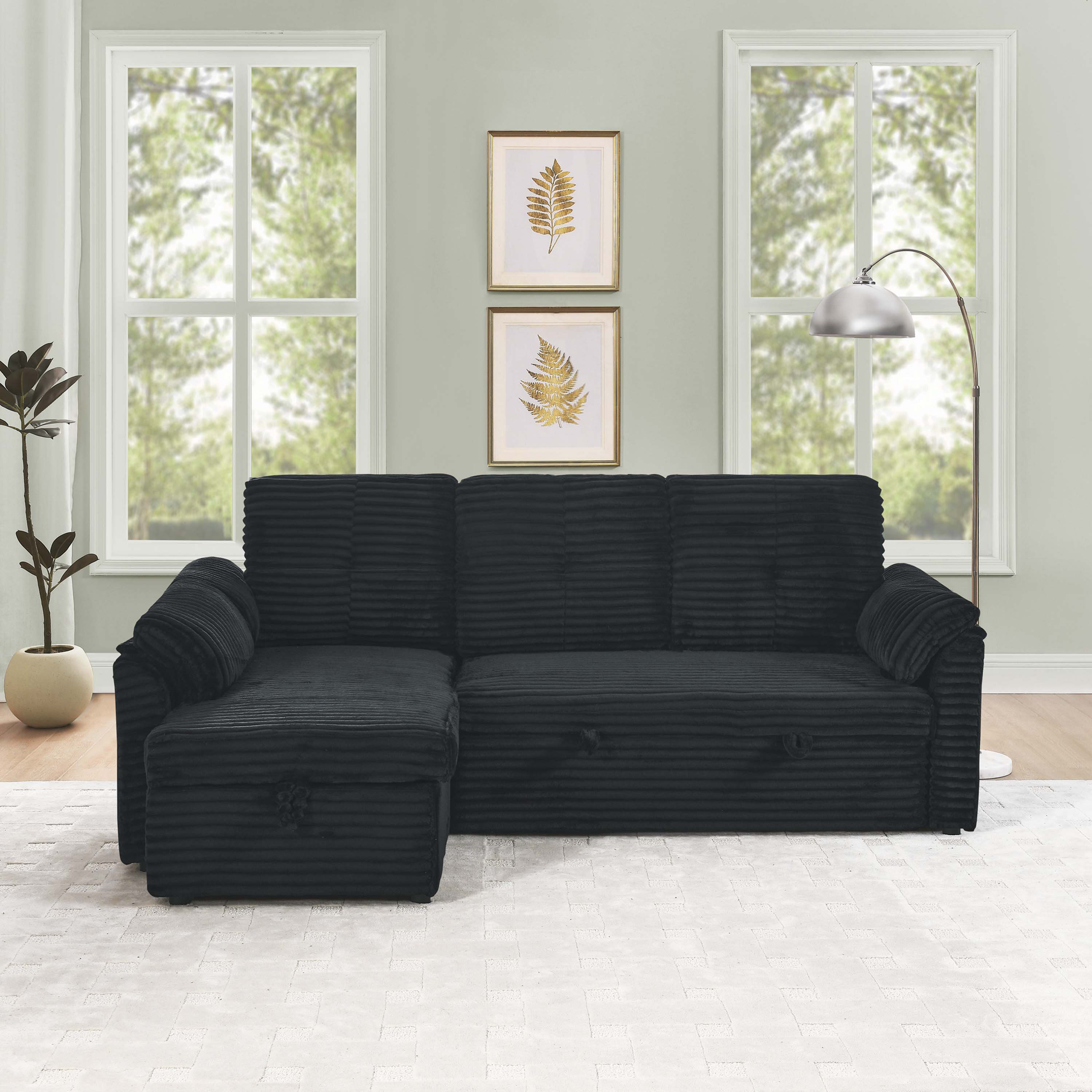 Latitude Run® L-Shaped Modular Convertible Sofa with Reversible Storage ...