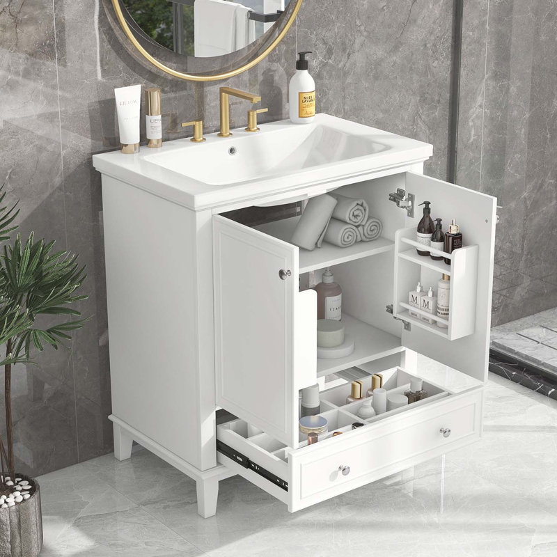 Base de meuble-lavabo simple 30 po seulement, Blanc