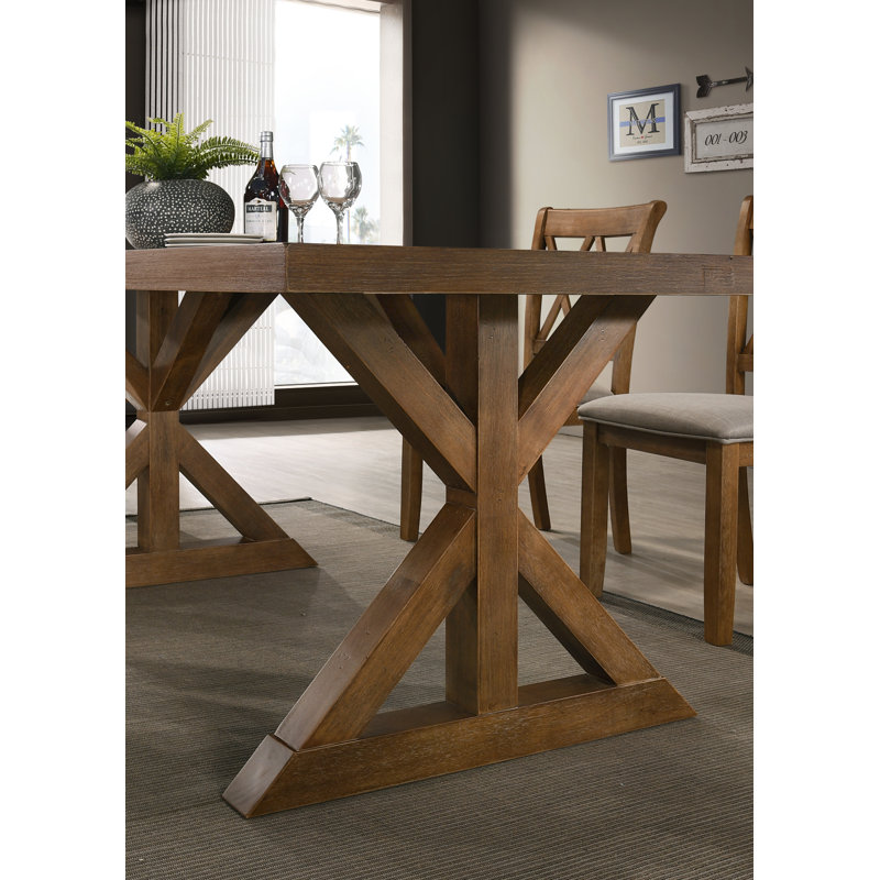 Enna 72" Brushed Driftwood Farmhouse Trestle Dining Table