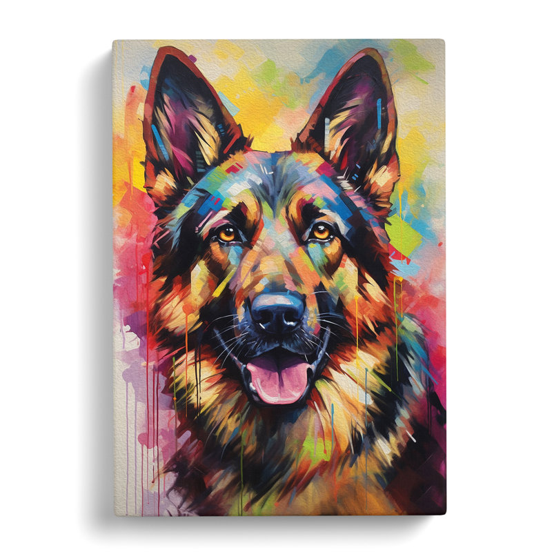 German Shepherd Informel No.2 - Wrapped Canvas, 76cm H x 50cm W x 3cm D